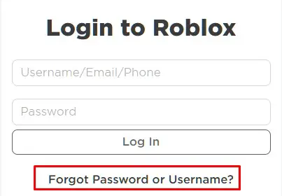 The link to get your Roblox password reset